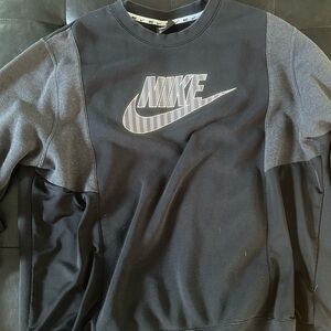 Nike Black and Gray Crewneck Sweater with Iconic Logo